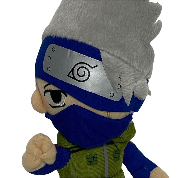 Naruto Shippuden Kakashi Hatake Anime Plush Doll 9" Silver Gray Hair Blue Green - Picture 1 of 9